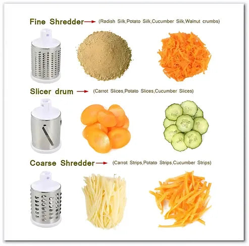 3 in 1 Rotary Cheese Grater Vegetable Slicer